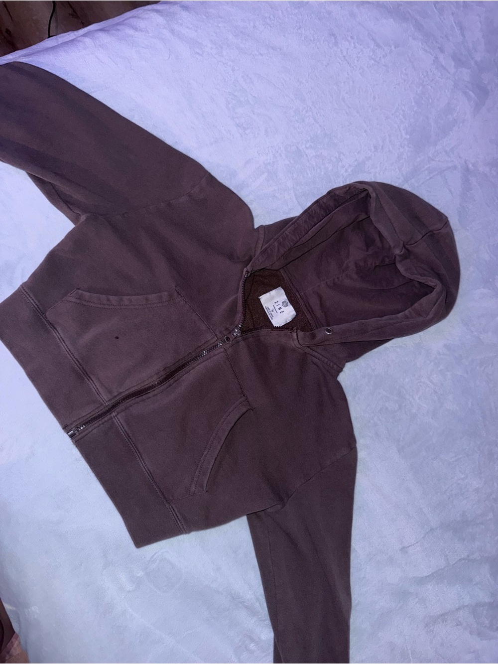 Zumiez Teddy Brown Cropped Zip-Up Hoodie Jacket